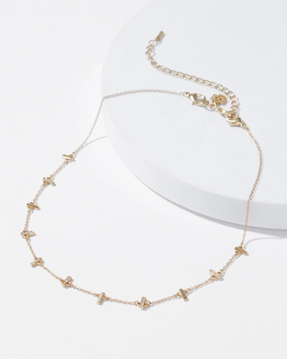 Gold Crystal Multi Bar Multi Strand Necklace White House Black Market